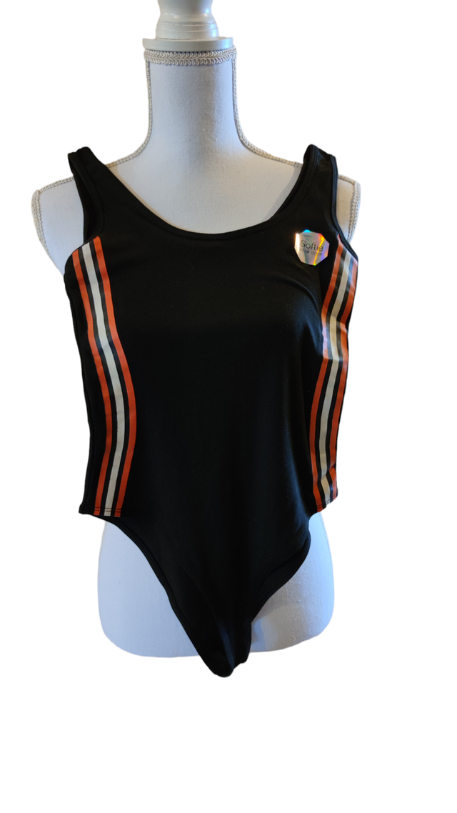 Body sans pression noir bande orange et blanc taille XS (Ardene) 