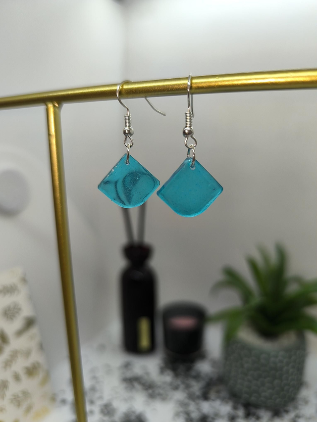 Boucles d'oreilles triangle bleu océan 
