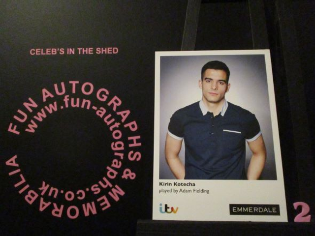 Adam Fielding (Kirin Kotecha) Original Emmerdale Coloured Itv Logo Cast Card (2)(SEE PIC)