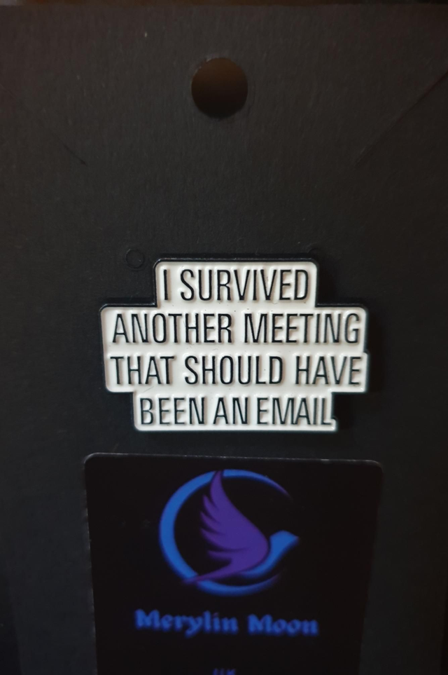 I Survived Another Meeting Pin Badge 