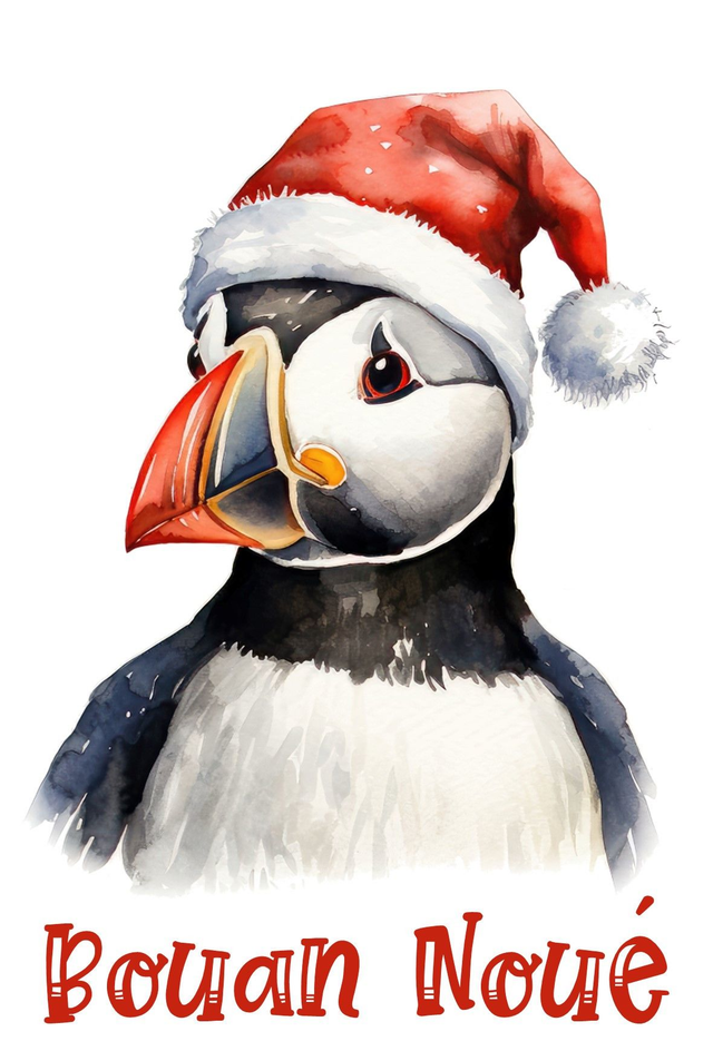 004 - NOTEPAD A6 - CHRISTMAS PUFFIN HAT