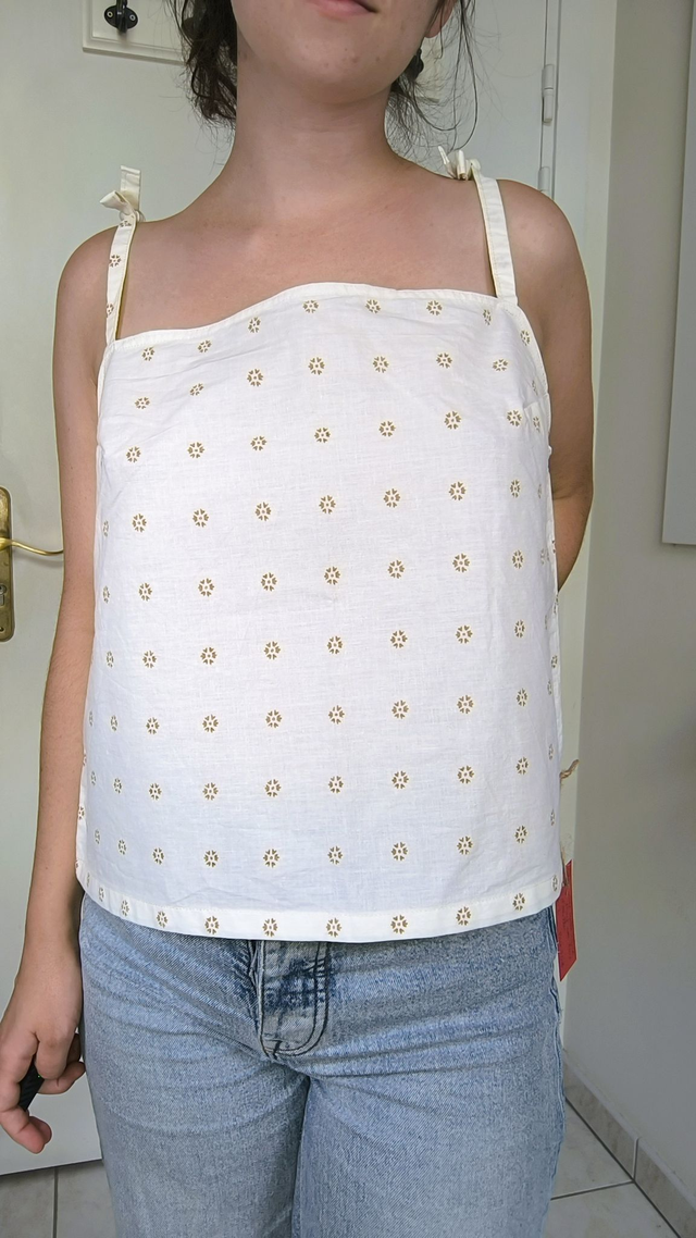 Top beige fleurs marron - Taille 2