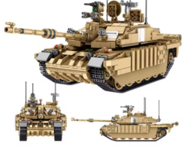 Bouwblokken set Militair - Leopard 2 zand (1687 blokjes)