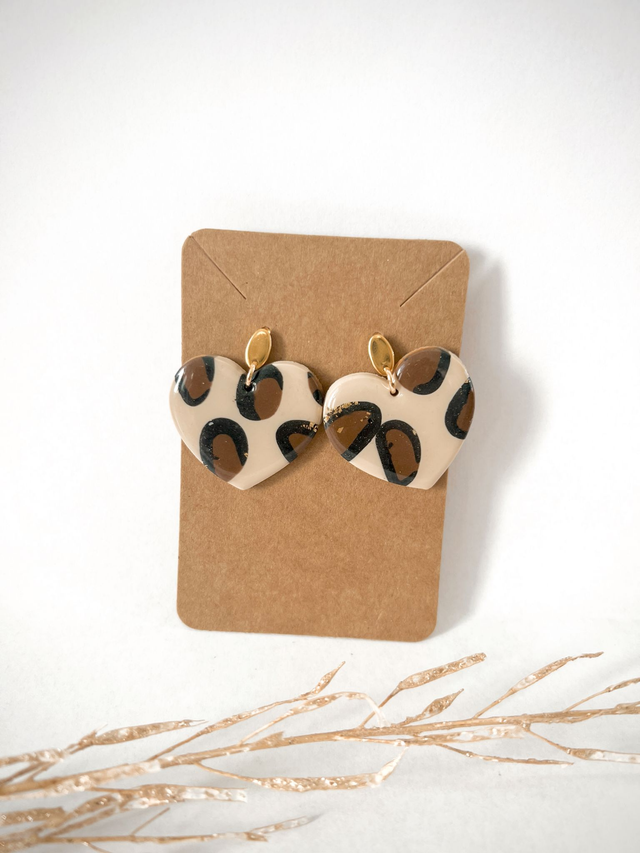 Boucles d'oreilles Coeur / léopard