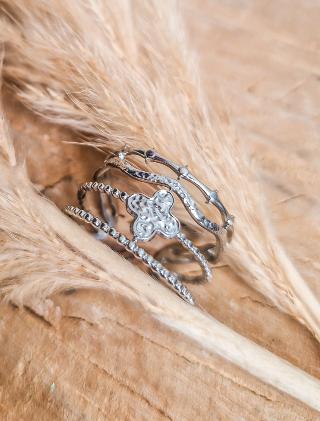 Bague "Trèfle" - Modèle argenté