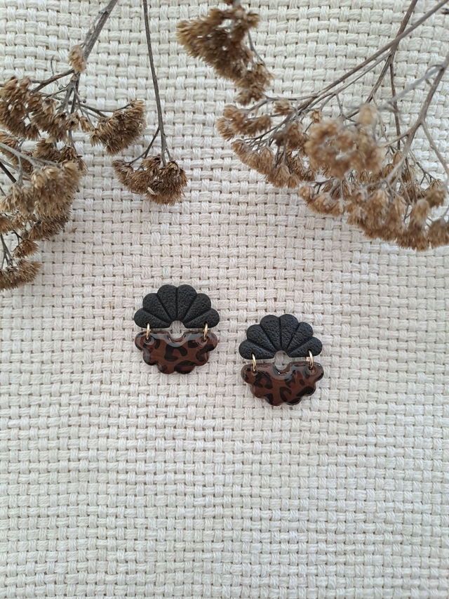 Boucles d'oreilles Graou dentelées Léopard marron 