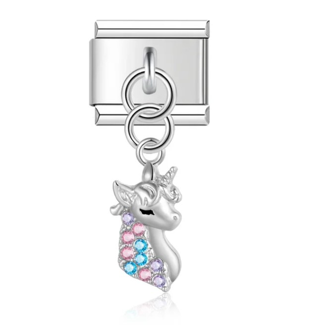 Charm Unicornio con brillos de colores
