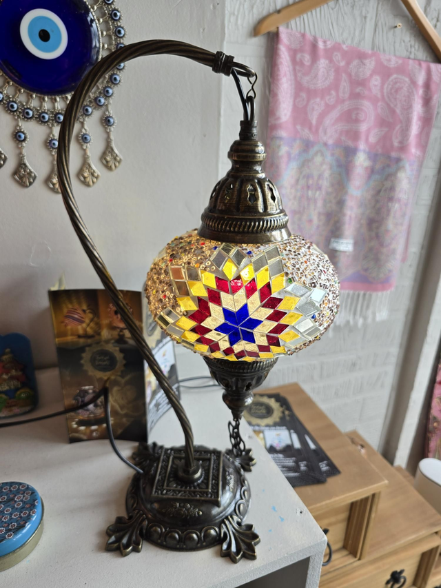 Large Mosaic Swanneck Table Lamp