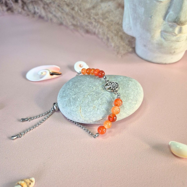 Bracelet fermoir RIO - Cornaline naturelle &amp; Arbre de Vie