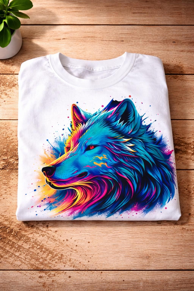 T-shirt Loup Coloré