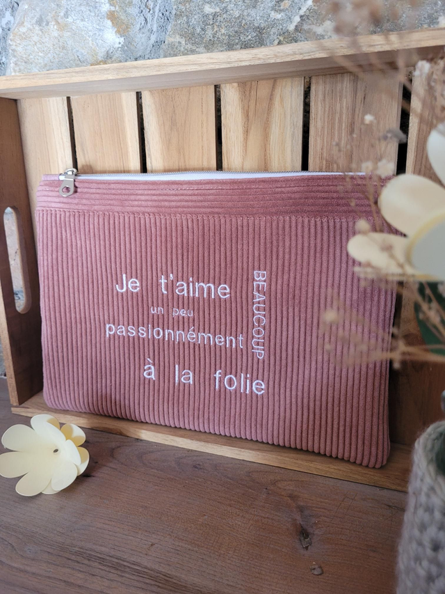 Trousse en velours Rose 