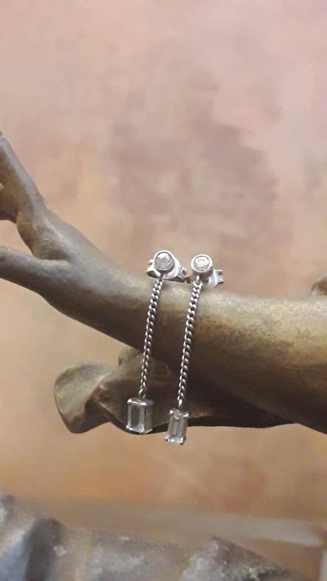 Boucles d'oreilles aigue marine, argent 925.
