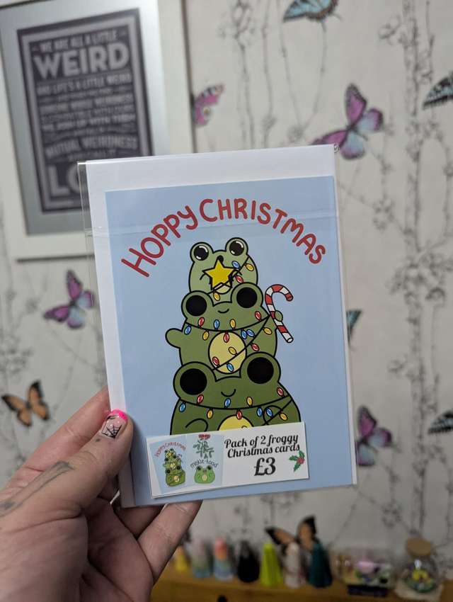 Frog Christmas card pack 