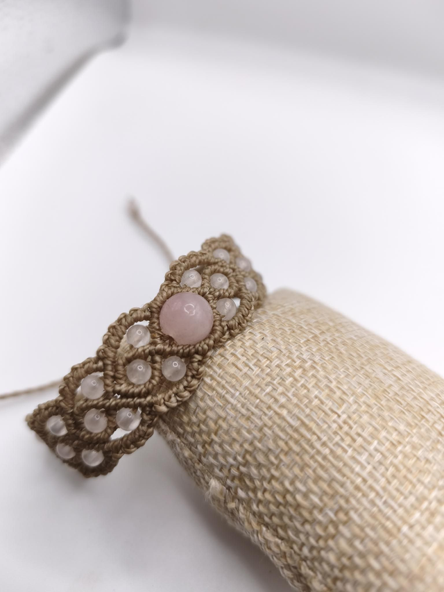 Bracelet macramé quartz rose 