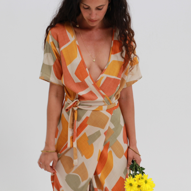 Vestido estampado geométrico