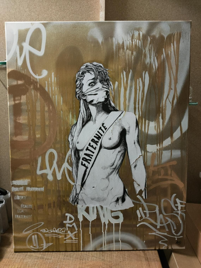 Tableau "Marianne Masqué, Libre D'interprétation"