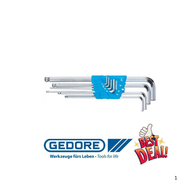 H 42 KEL-88 WINKELSCHRAUBEN- DREHER-SATZ für Innensechskantschrauben, extra lang, mit Kugelkopf, 8-teilig