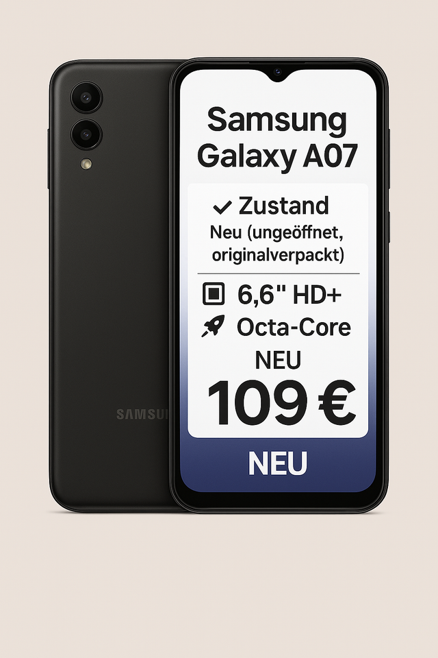 Samsung Galaxy A07 – 64GB  – Schwarz NEU