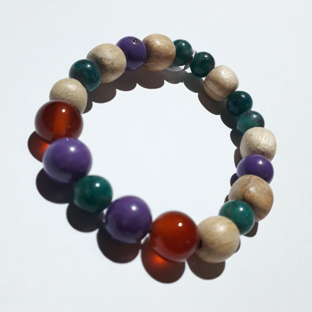 Phosphorsiderite - Carnelian - Amazonite Palo Santo Bracelet