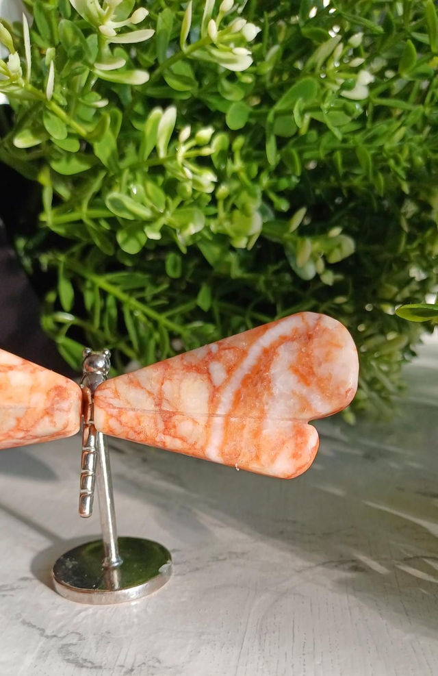 Red Vein Jasper Dragonfly on Stand