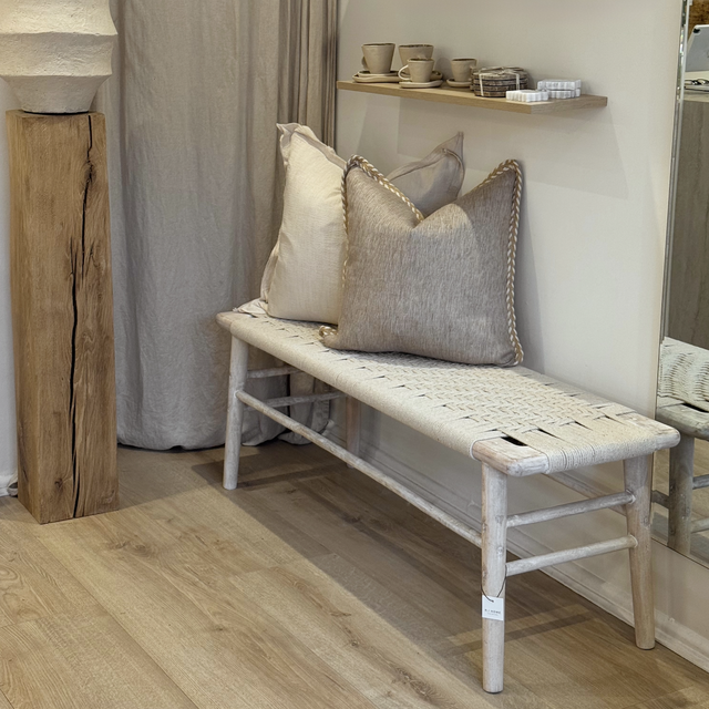 Woven Mango Wood Bench