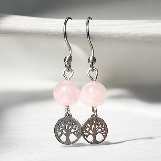 Rose Quartz natural stone earrings