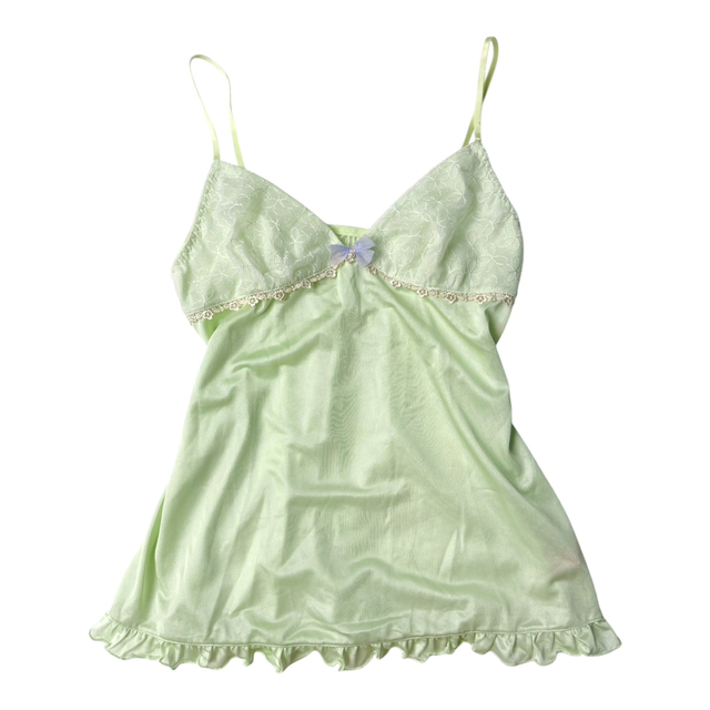 Japanese brand coquette green floral embroidered cups cami