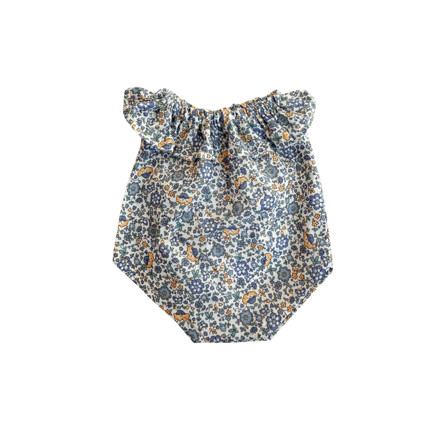 Grenouillère à col liberty bleu