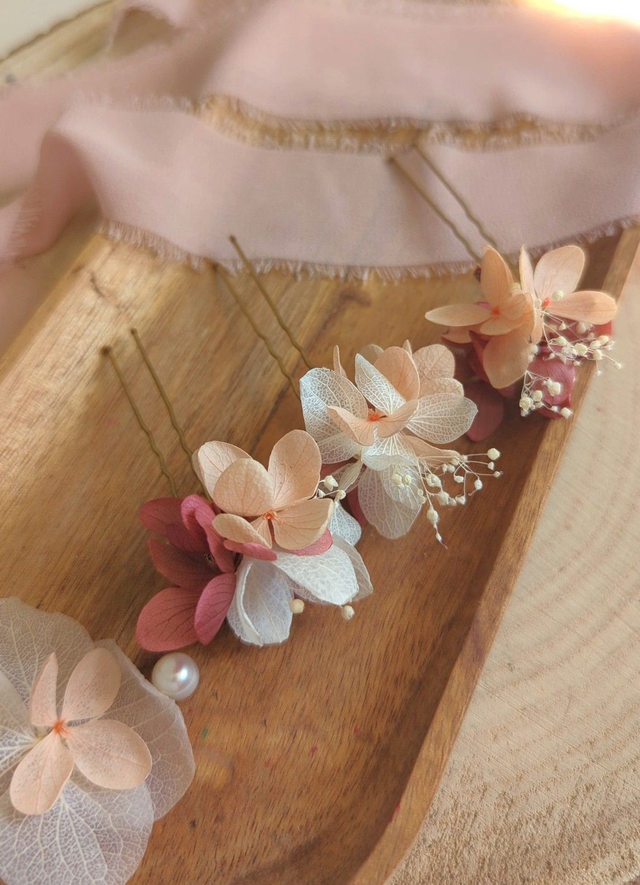 Epingles à cheveux fleurs pastel - Aurora