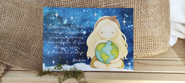 🌍 Carte postale féerique "Embrasser la Terre"