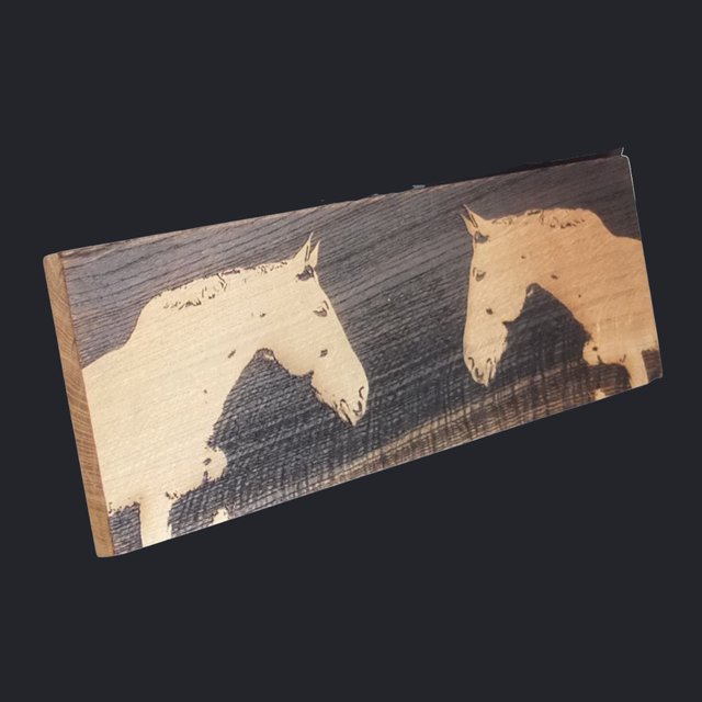 &quot;Twin Spirit Horses&quot; - Wood Art Engraving