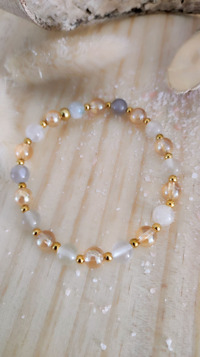 Bracelet Agate Cerise et Quartz Aura