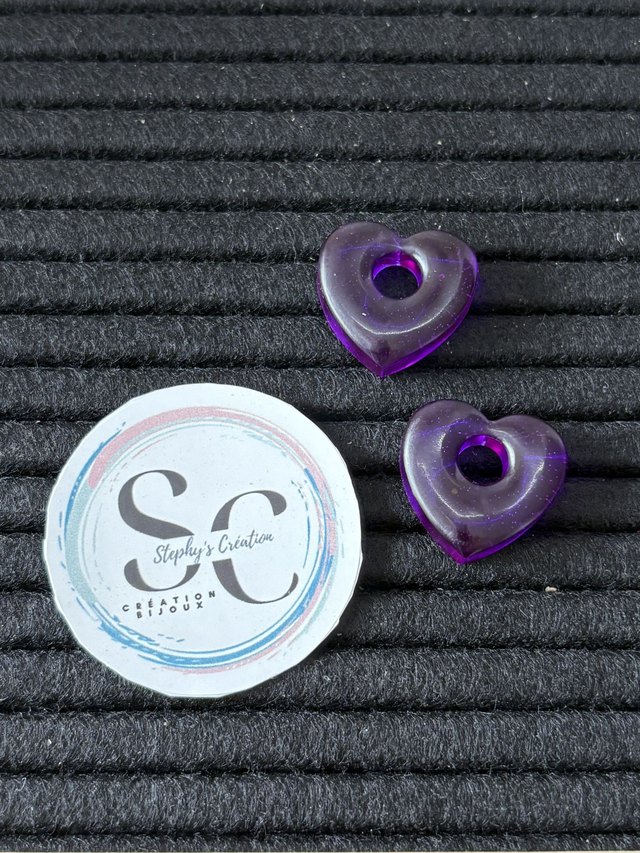 💜 Pampille "LÉA" – Cœur Violet