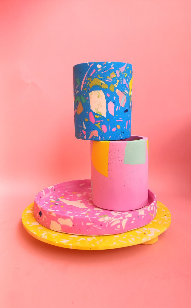 Kubek, okrągły pojemnik na akcesoria, na biurko, do łazienki, różowy, lastryko