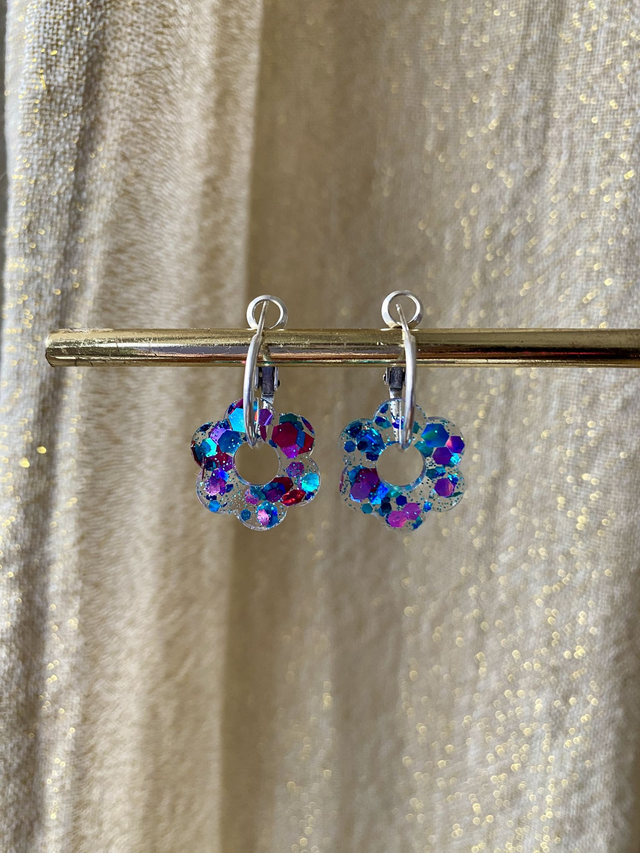 Créoles fleurs - raspberry