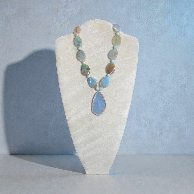 Amazonite and Agate statement necklace