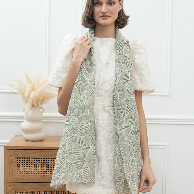 Foulard imprimé feuille avec dorure