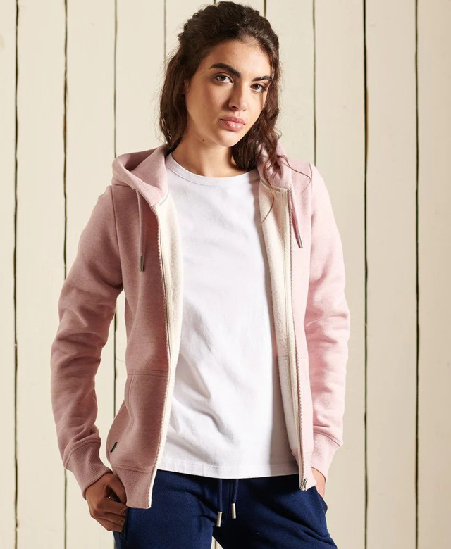 84924834 - SUPERDRY Felpa cappuccio zip logo ricamato