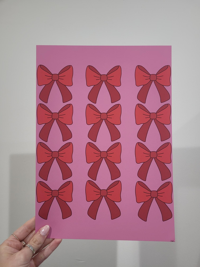Pink Multi Bow A4 Art Print - FR-003