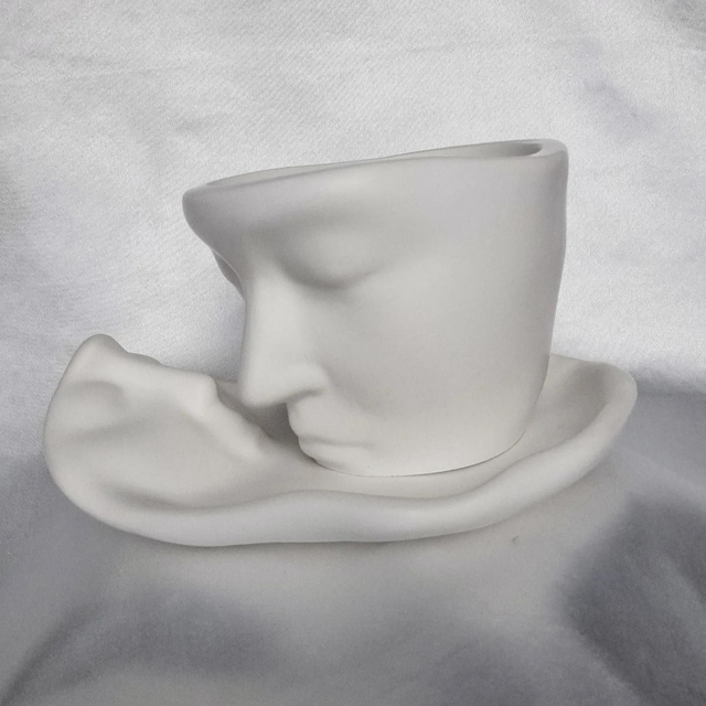 Ensemble plateau et pot visage 