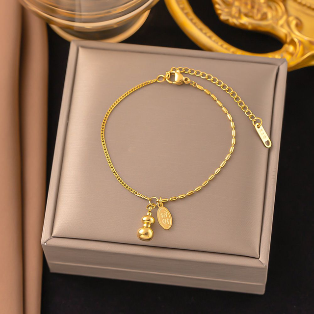 Pulseira de Elos Modernos em Aço Inox com Banho Ouro 18k - Ref. FP-3375995