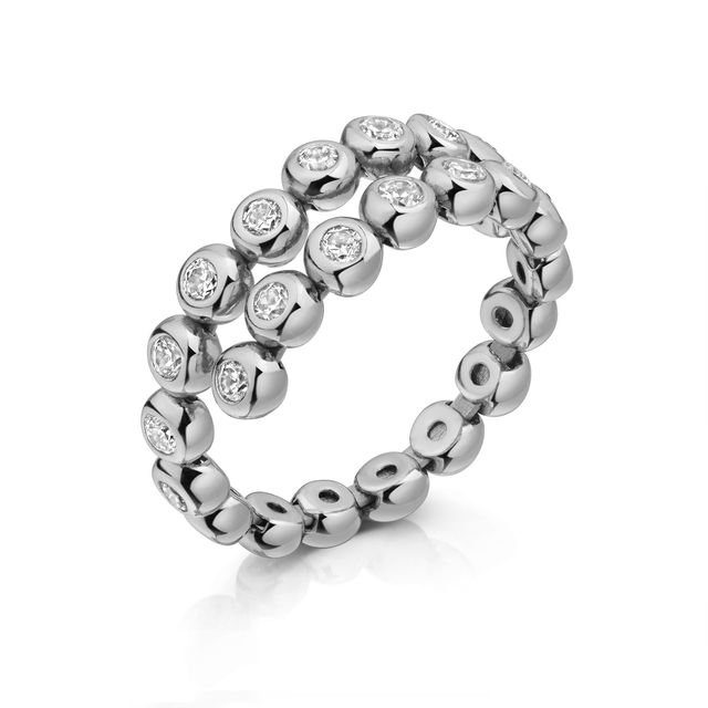 Eleganter Flex-Ring mit funkelnden Zirkonia - Luna rhodiniert