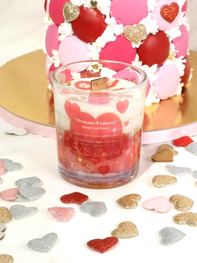 Bougie I LOVE YOU pomme d'amour