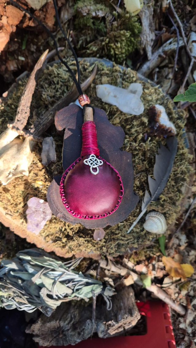 Dyed Reindeer and Cetlic Cross Necklace Rattle