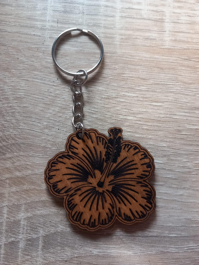 Porte-clé en bois hibiscus