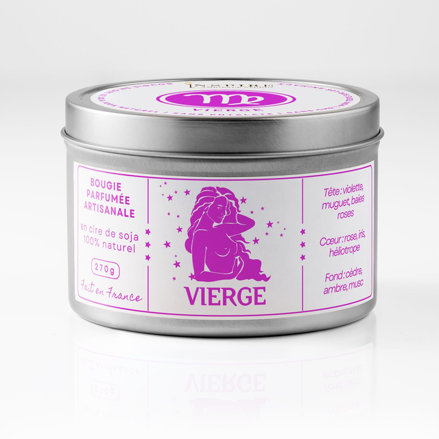 Bougie parfumée aromathérapie en cire de soja 100% naturelle - Vierge, 300g