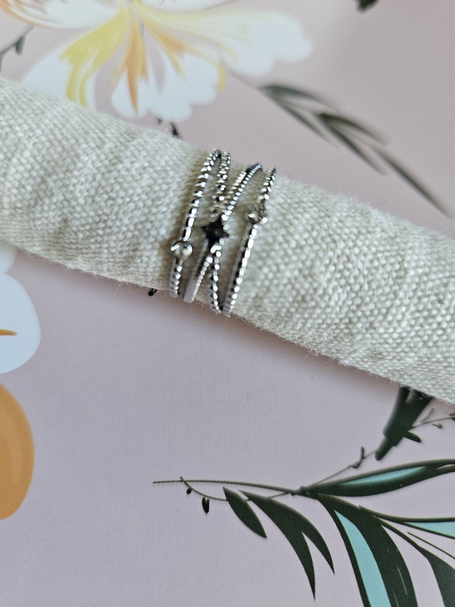 BAGUE ARGENTE REGLABLE ACIER INOXYDABLE MODELE 13