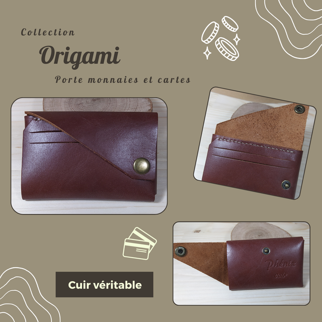 ORIGAMI porte monnaie/carte - Chocolat