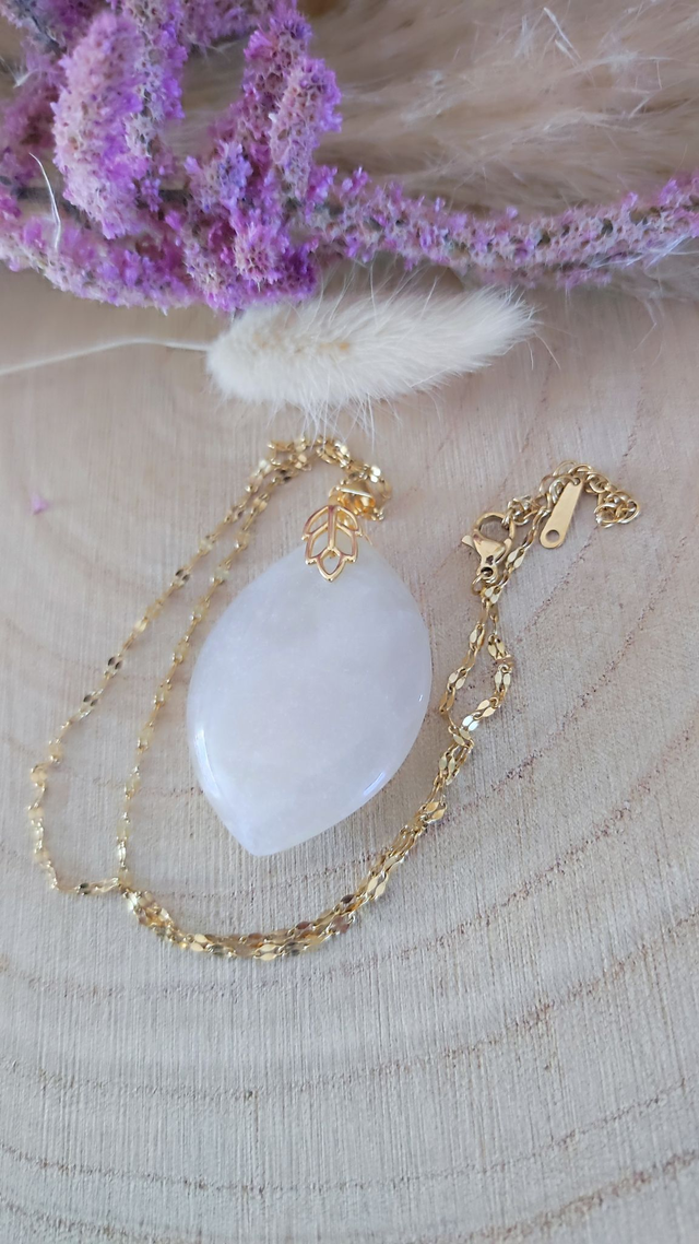 Pendentif Pierre de Lune beige AA
