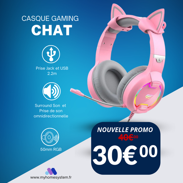 CASQUE GAMING CHAT ROSE 